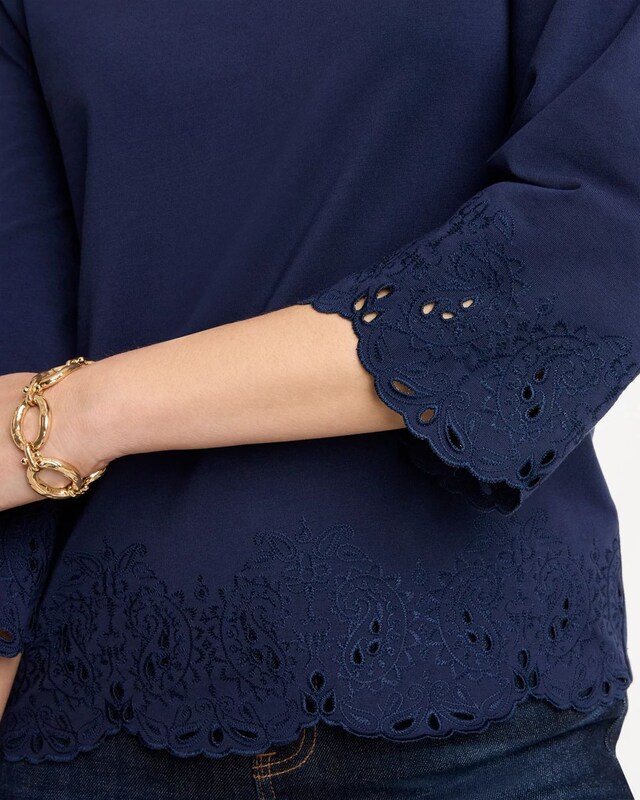 Embroidered Hem Top - image 4